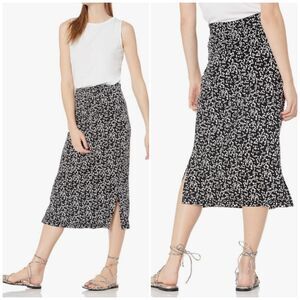 Amazon Essentials Women's Black White Pull-On Knit Midi Skirt S